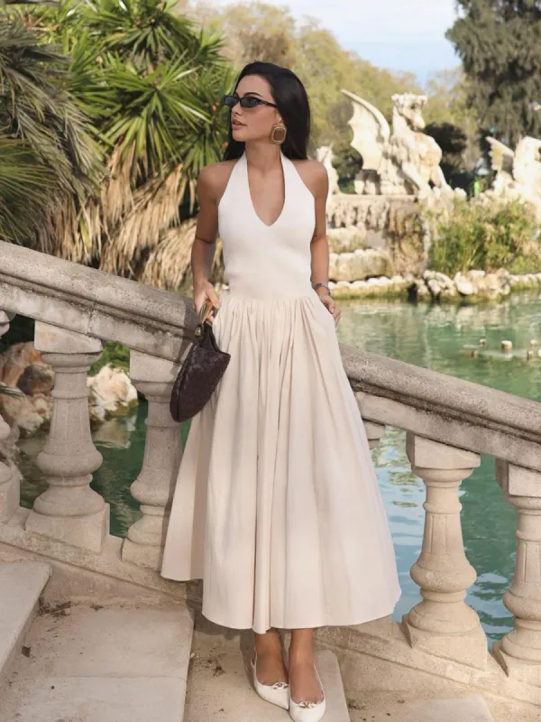 Halter Backless Pockets Dress sold by COMMENSE