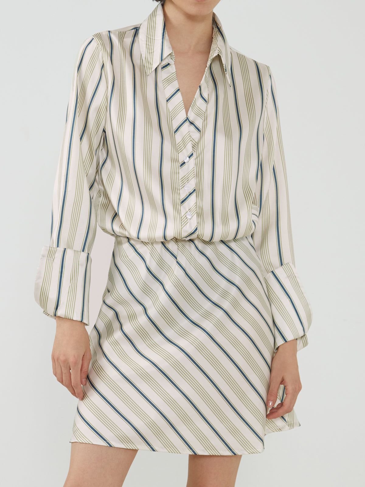 Pinstripe Shirt Dress sold by COMMENSE product image thumbnail 5