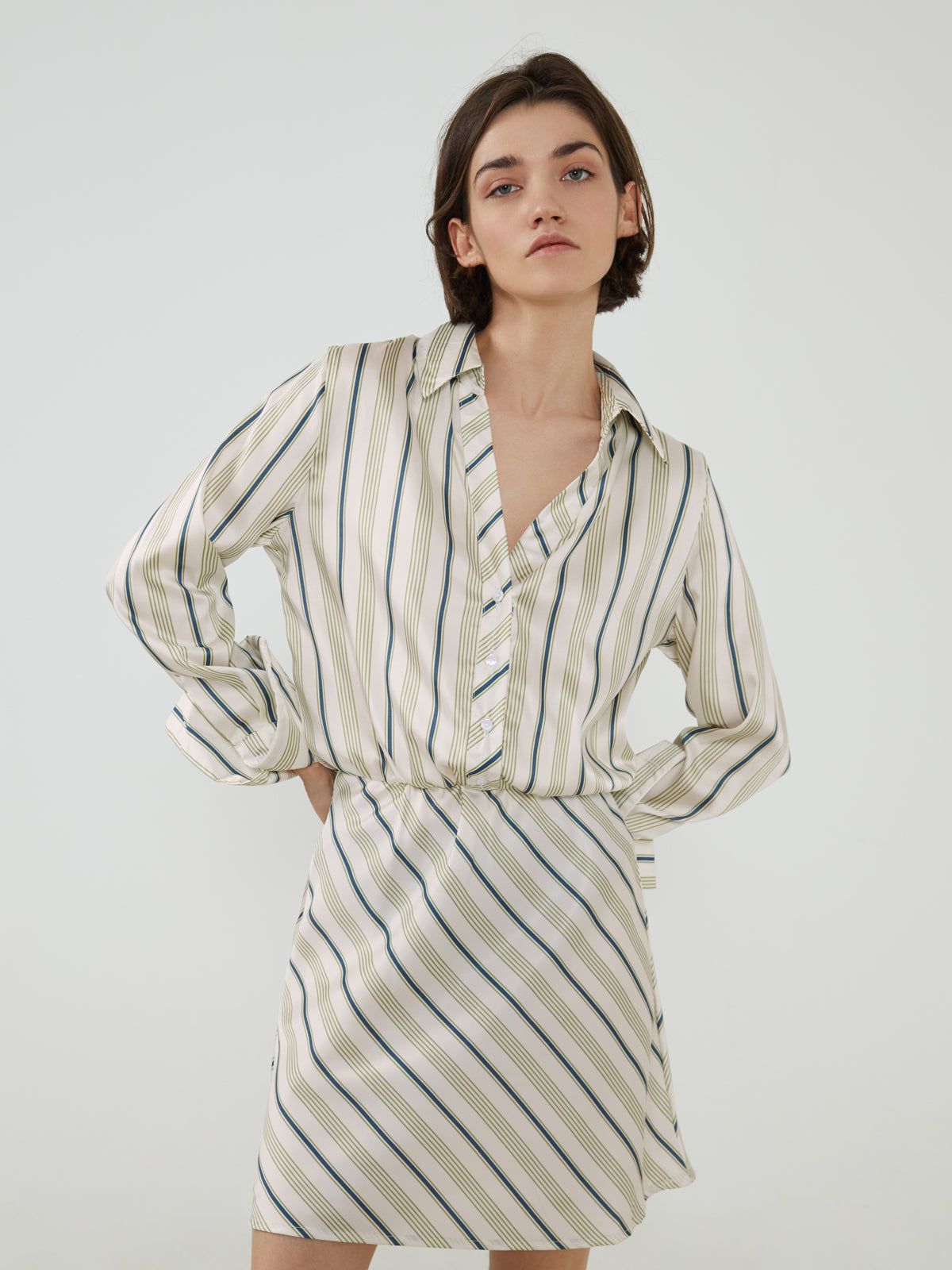 Pinstripe Shirt Dress sold by COMMENSE product image thumbnail 3