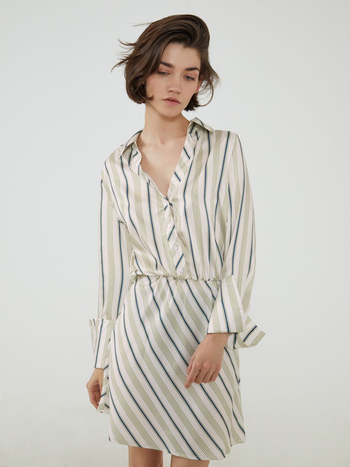 Pinstripe Shirt Dress sold by COMMENSE product image thumbnail 4