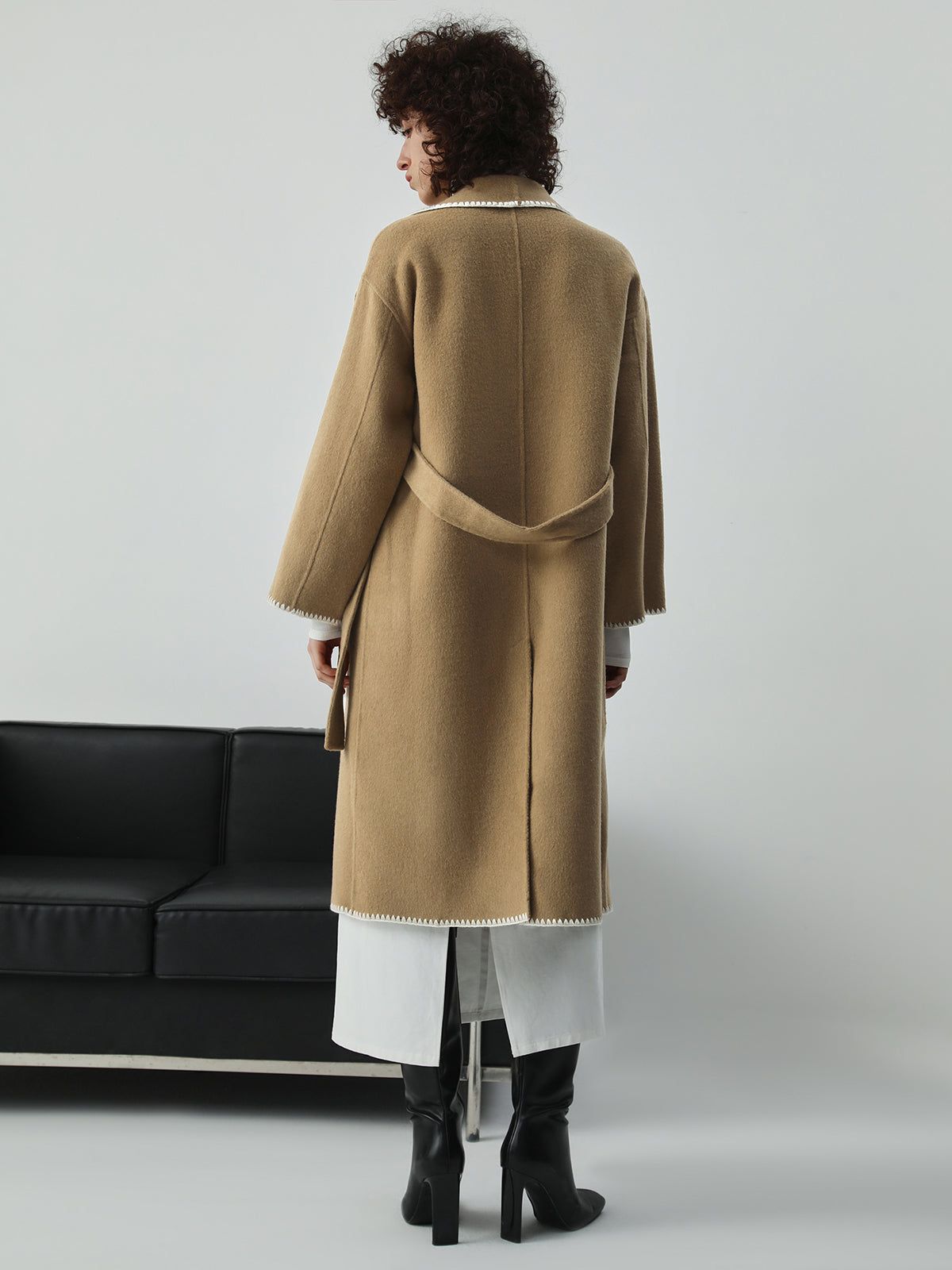 Double Faced Embroidered Trim Trench Coat sold by COMMENSE product image thumbnail 3