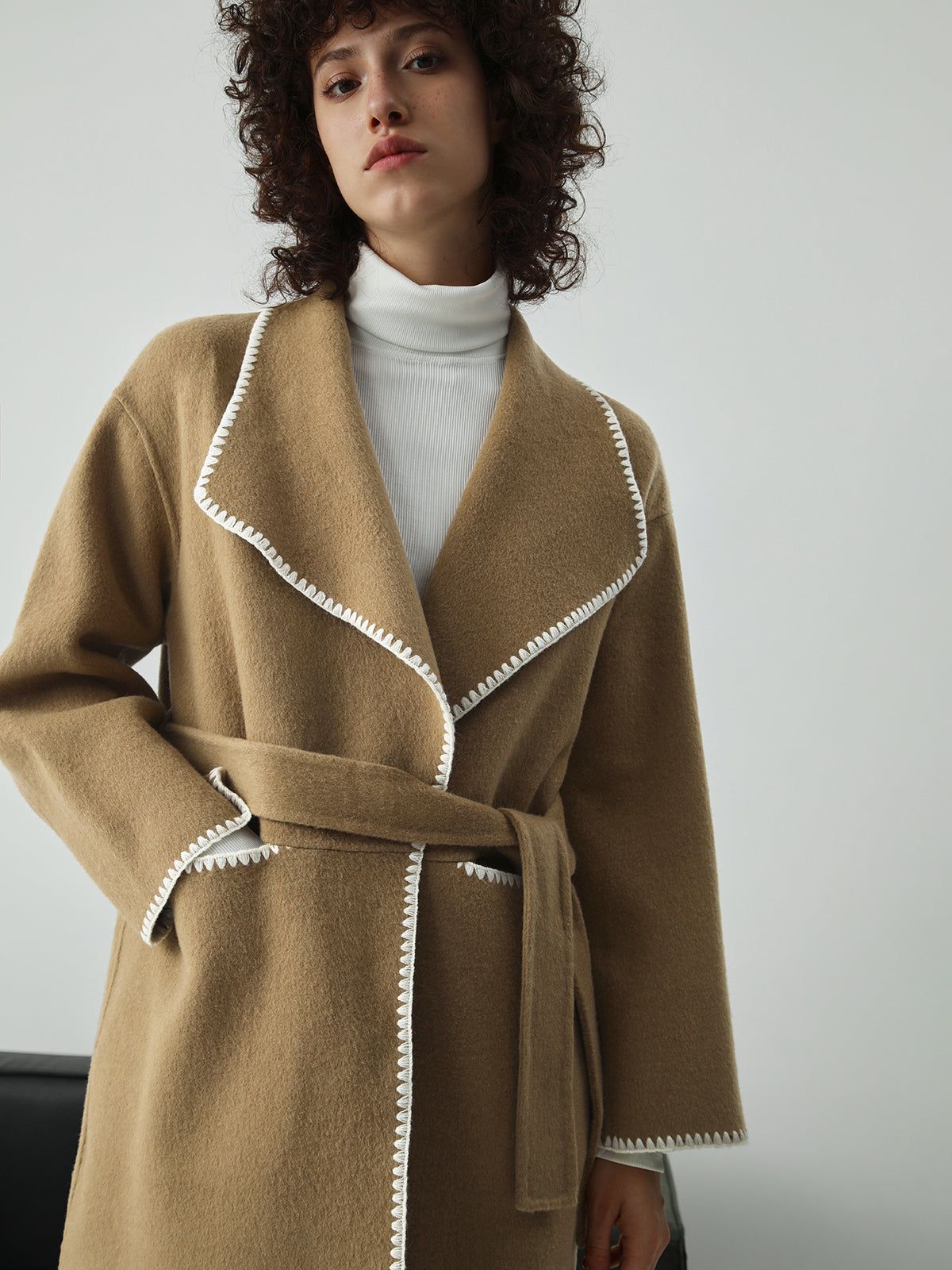 Double Faced Embroidered Trim Trench Coat sold by COMMENSE