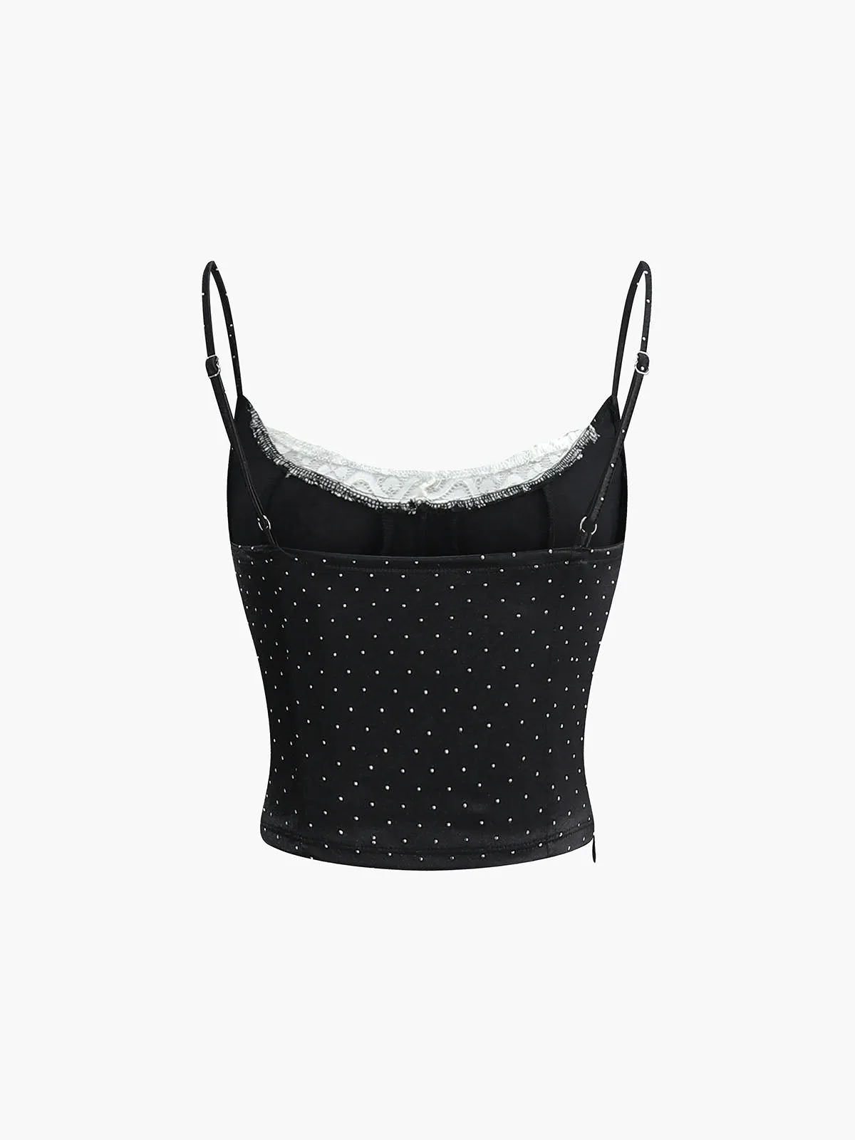 Polka Dot Lace Trim Bow Decor Cami Top sold by COMMENSE product image thumbnail 2