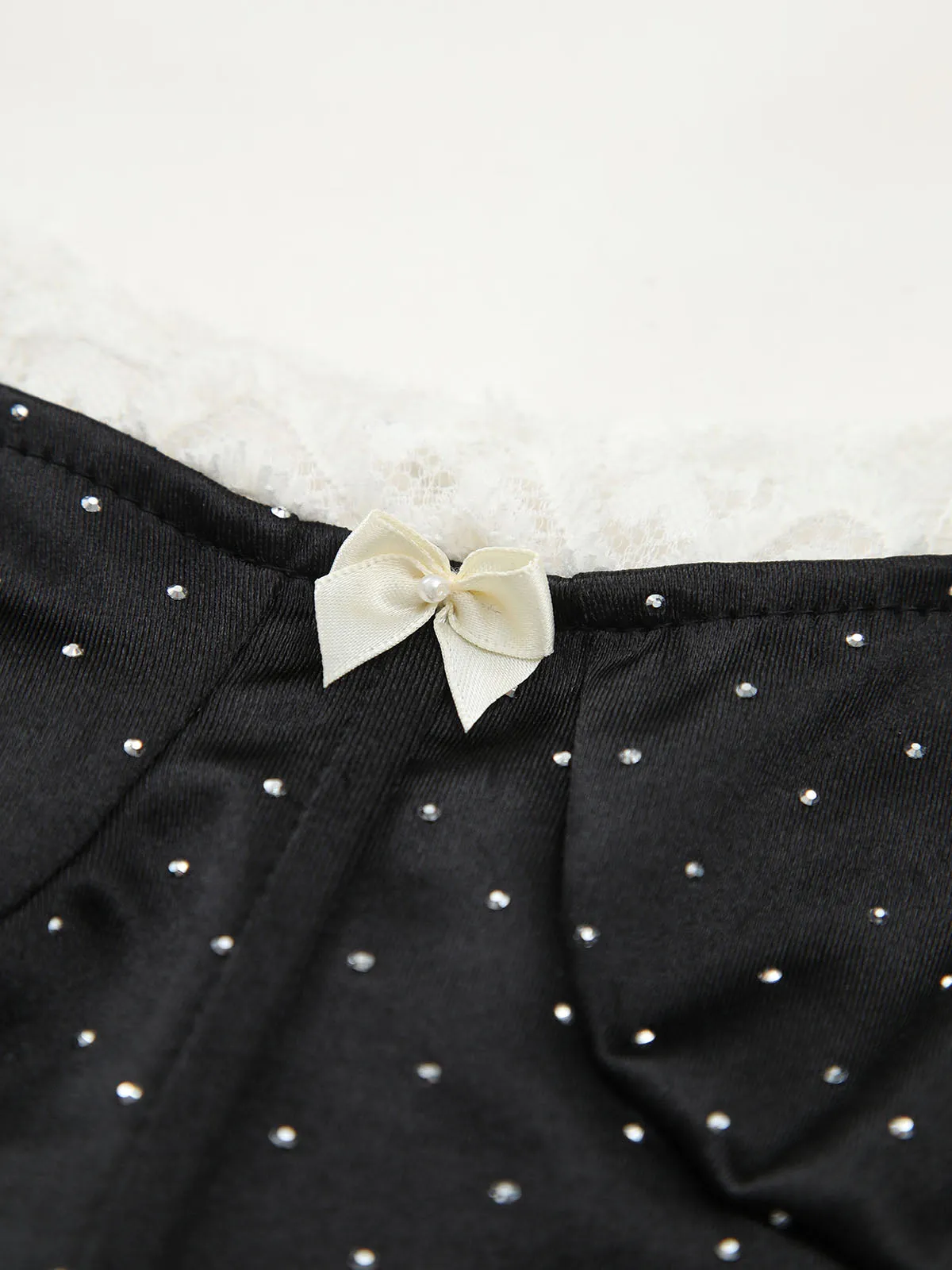 Polka Dot Lace Trim Bow Decor Cami Top sold by COMMENSE product image thumbnail 4