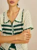Contrast Trim Striped Skirt Set sold by COMMENSE