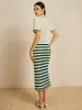 Contrast Trim Striped Skirt Set sold by COMMENSE