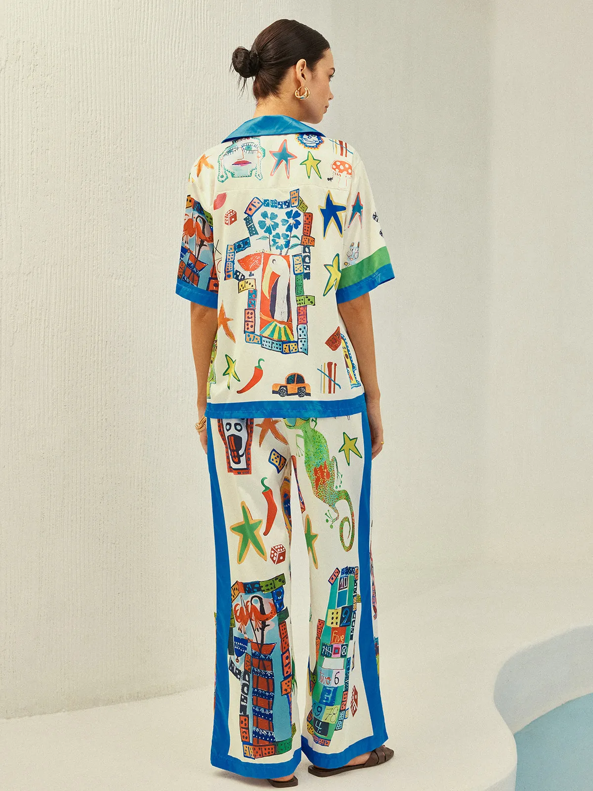 Contrast Binding Print Pants Set sold by COMMENSE product image thumbnail 4