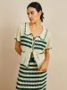 Contrast Trim Striped Skirt Set sold by COMMENSE