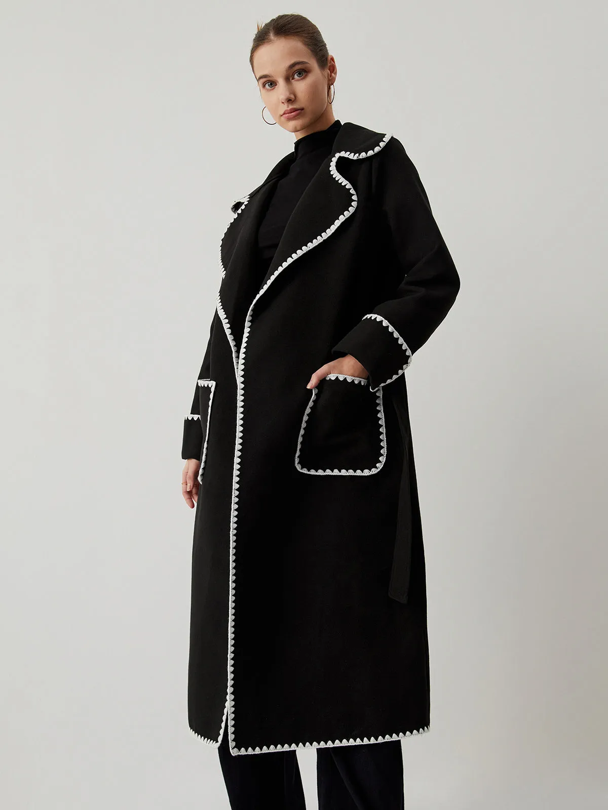 Contrast Trim Pocket Tweed Coat sold by COMMENSE product image thumbnail 3