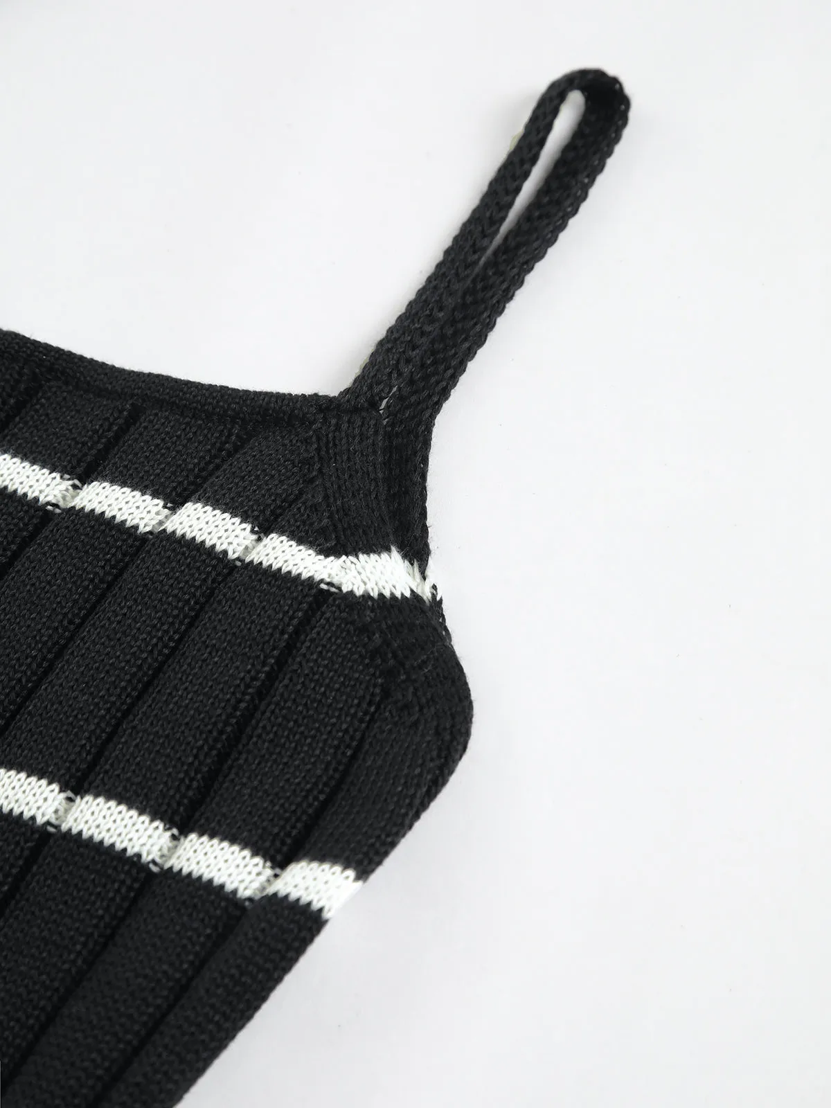 Two-Tone Striped Midi Sweater Dress sold by COMMENSE product image thumbnail 3