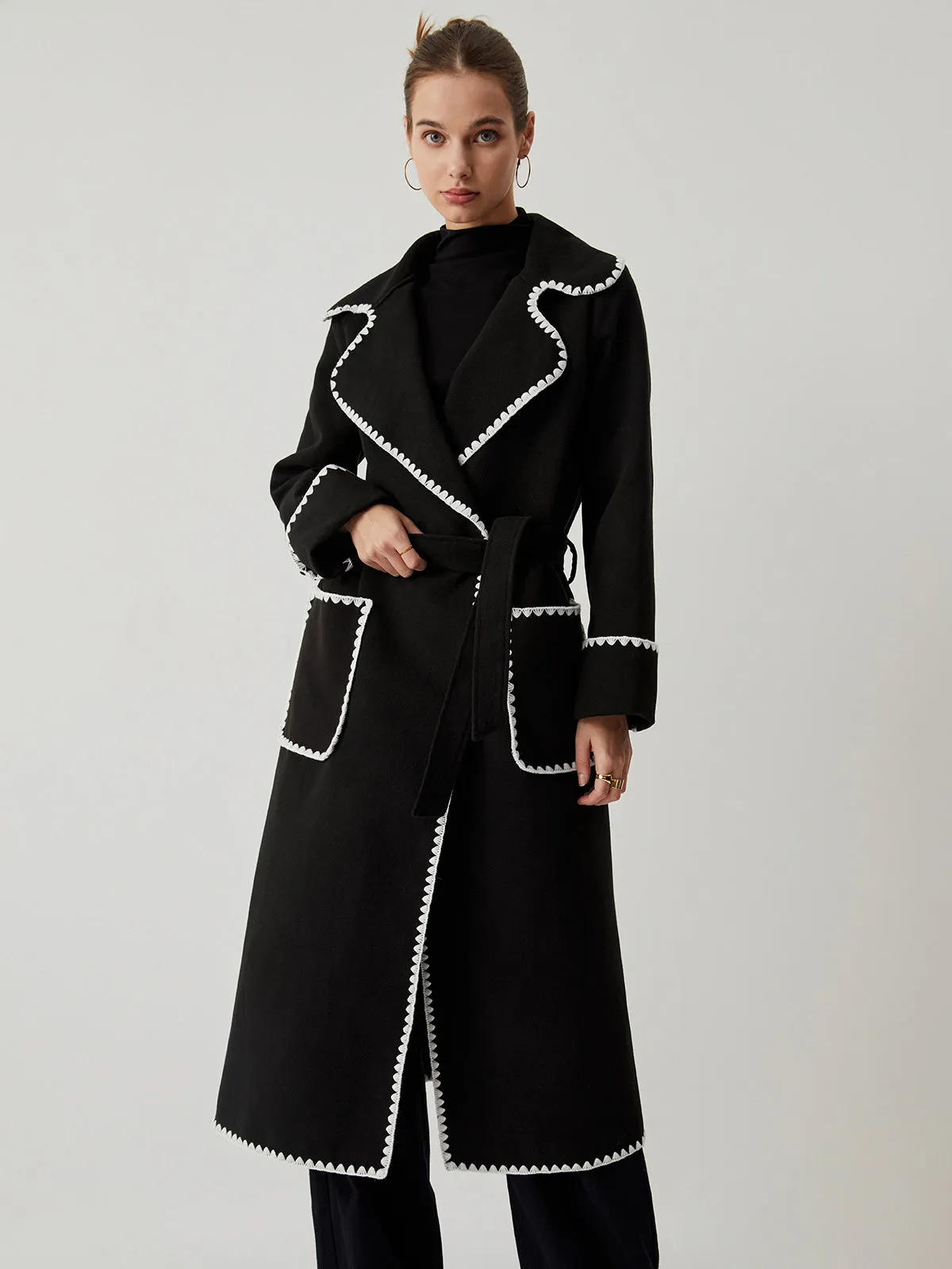 Contrast Trim Pocket Tweed Coat sold by COMMENSE