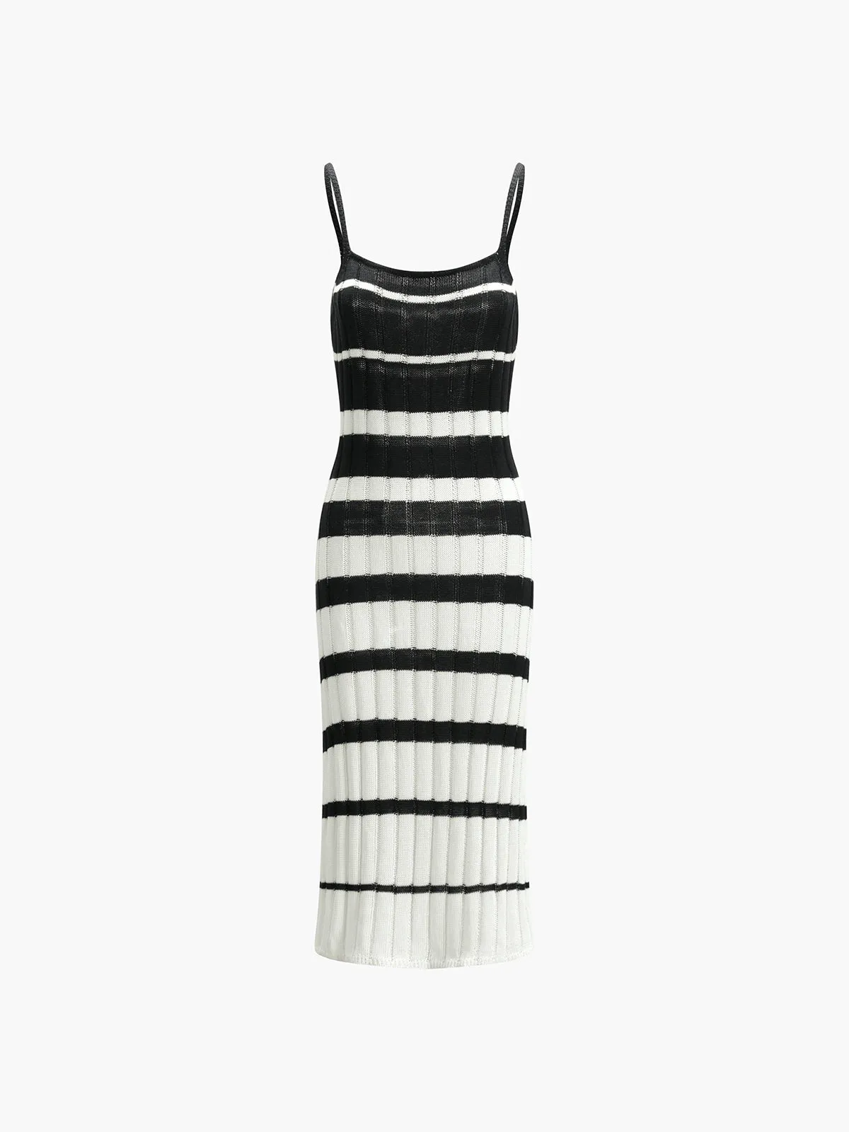 Two-Tone Striped Midi Sweater Dress sold by COMMENSE