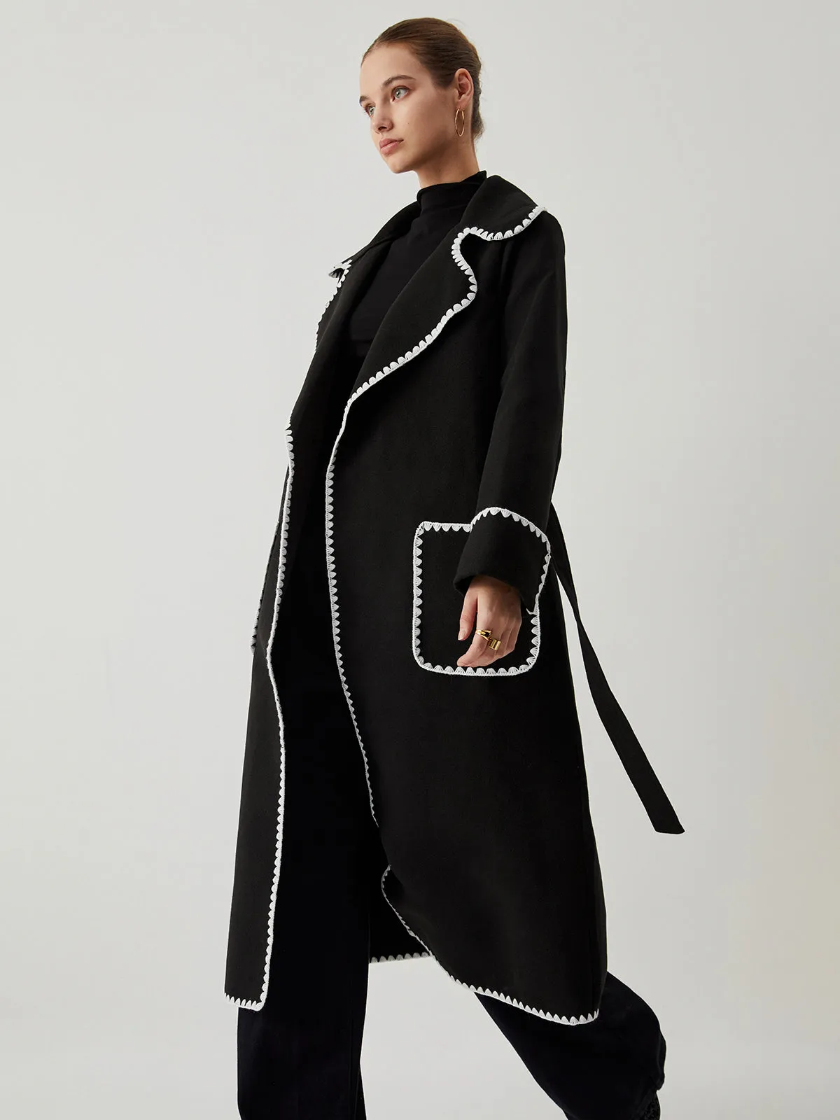 Contrast Trim Pocket Tweed Coat sold by COMMENSE product image thumbnail 2