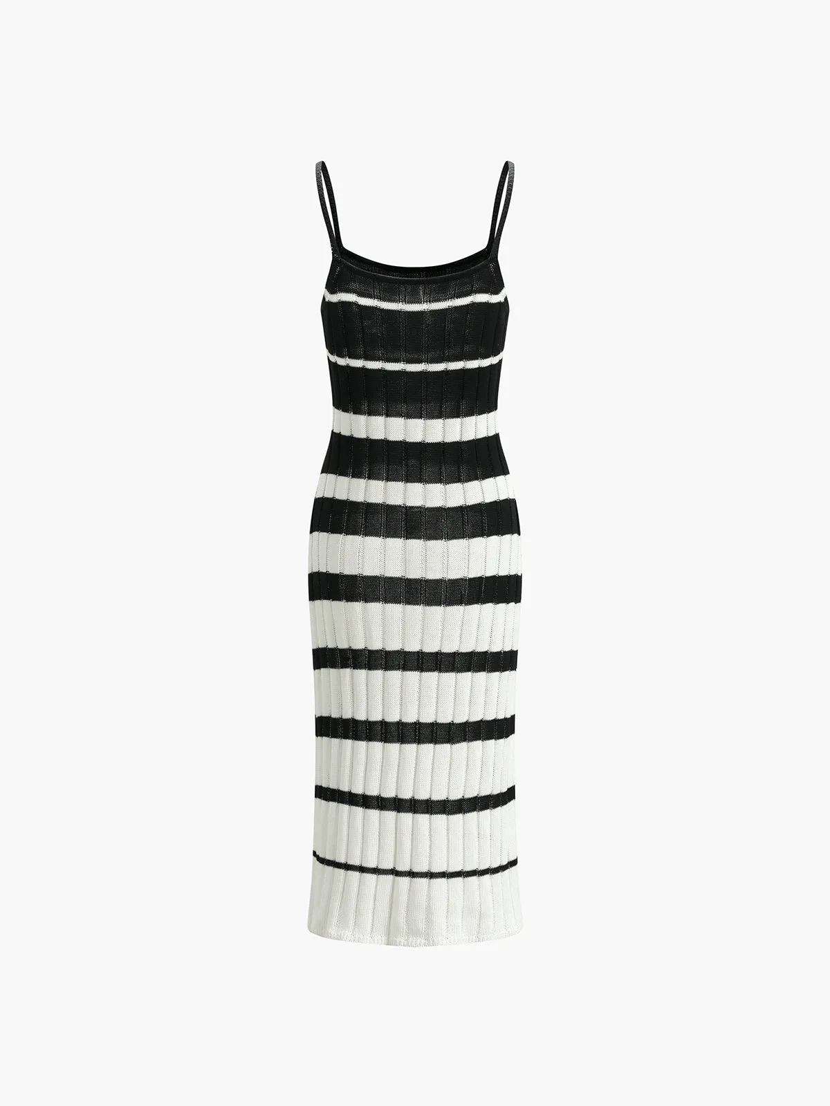 Two-Tone Striped Midi Sweater Dress sold by COMMENSE product image thumbnail 2