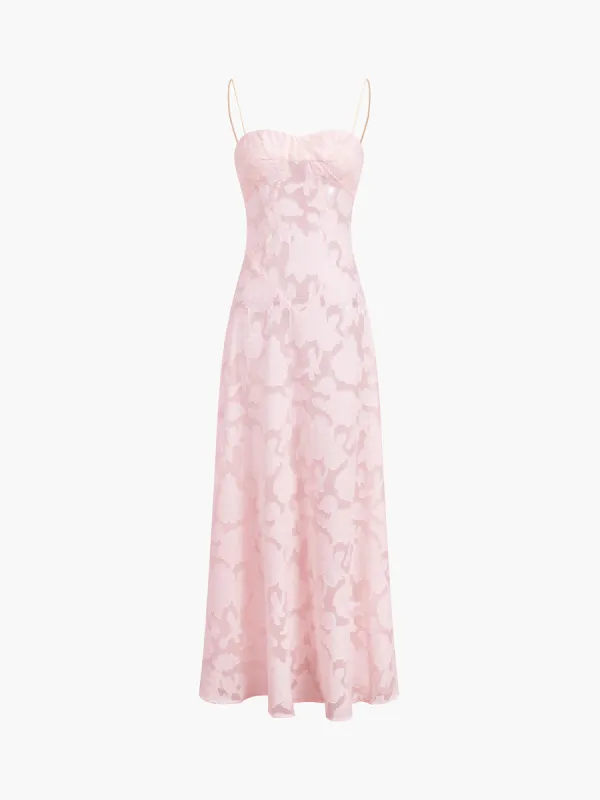 Rosalia Semi-sheer Floral Mesh Long Dress sold by COMMENSE