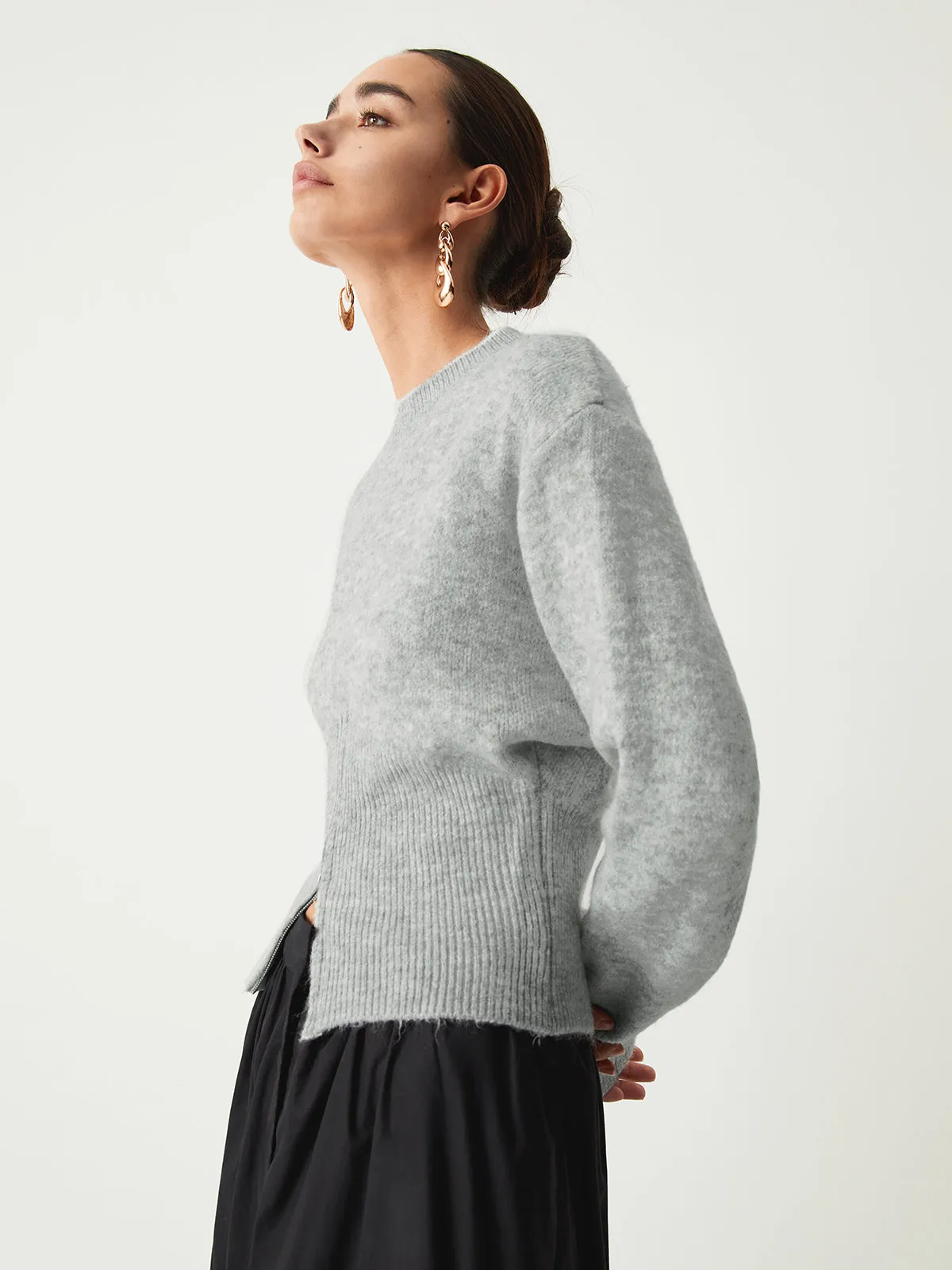 Half Zip Fuzzy Sweater sold by COMMENSE product image thumbnail 5