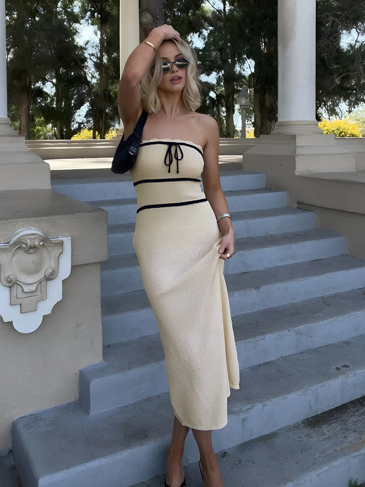 Knotted Tube Midi Sweater Dress sold by COMMENSE product image thumbnail 4