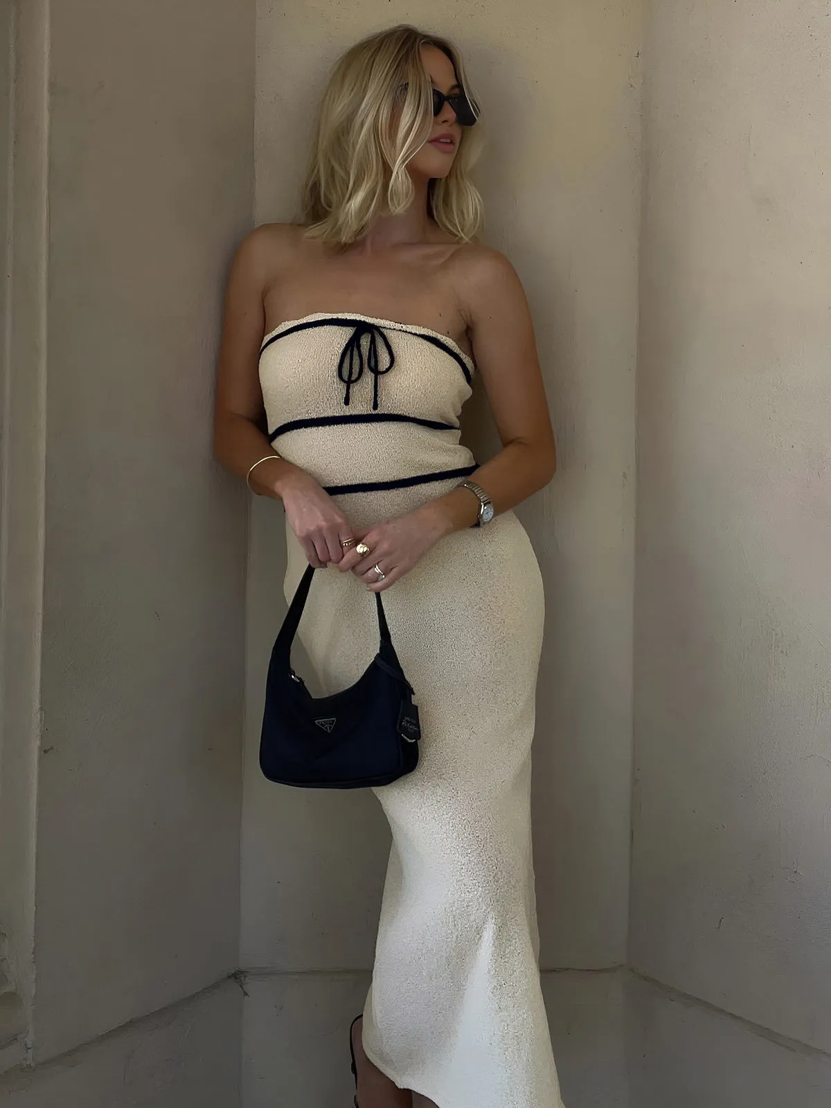 Knotted Tube Midi Sweater Dress sold by COMMENSE product image thumbnail 3