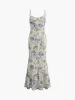 Floral Backless Lace-Up Long Dress sold by COMMENSE