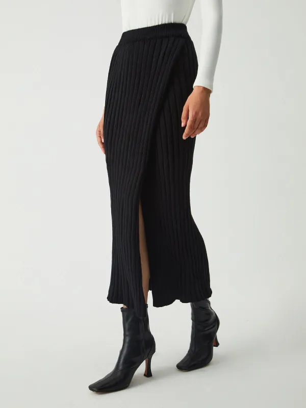 She's Effortless Rib Slit Skirt sold by COMMENSE