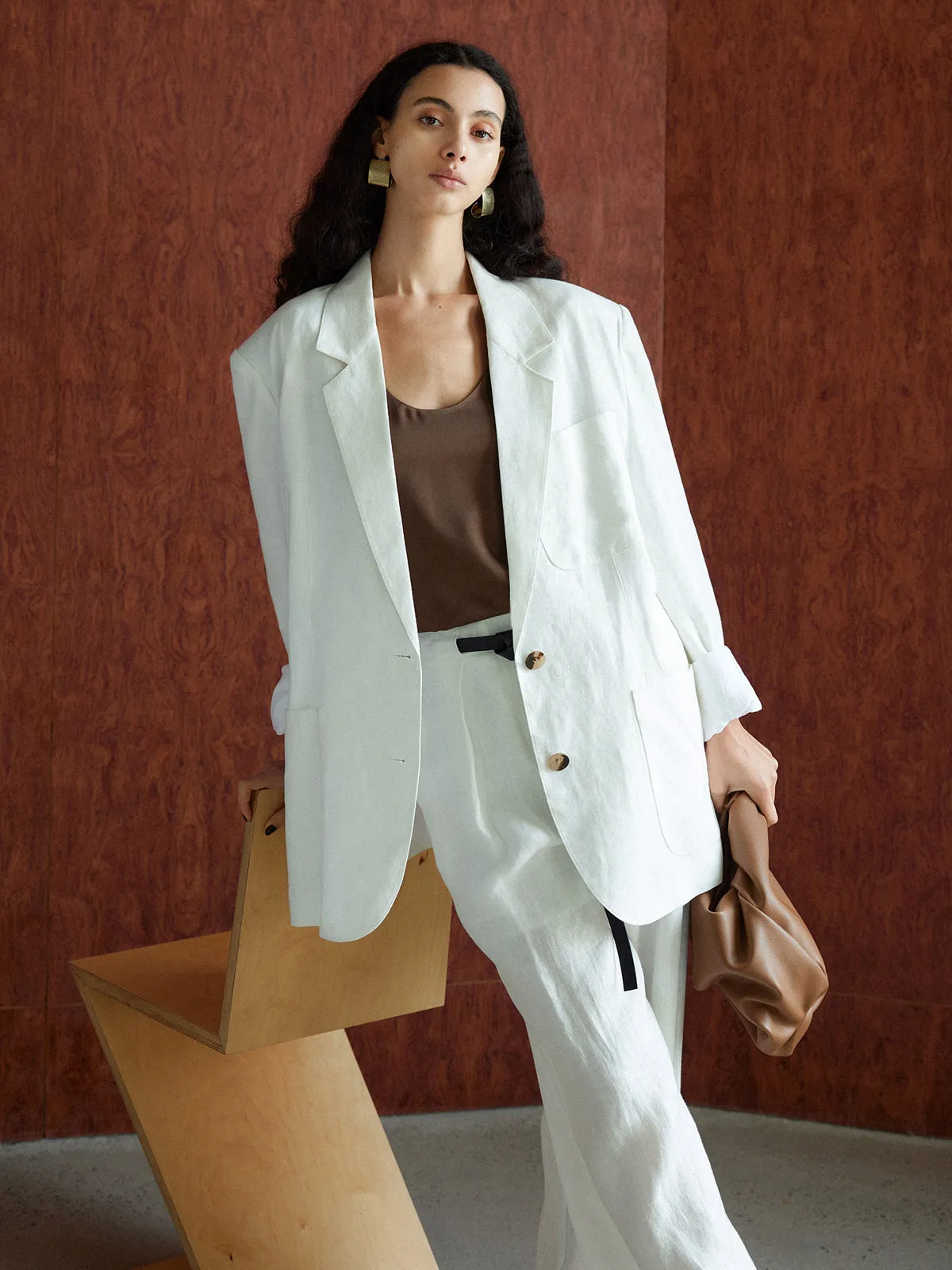 Cotton & Linen Oversized Blazer sold by COMMENSE product image thumbnail 4