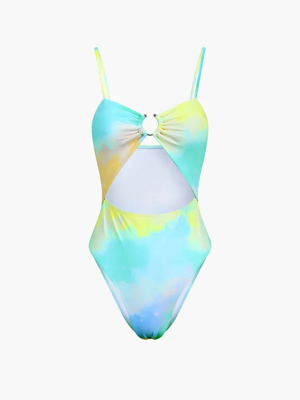 Colorblock U-Ring One Piece Swimsuit sold by COMMENSE