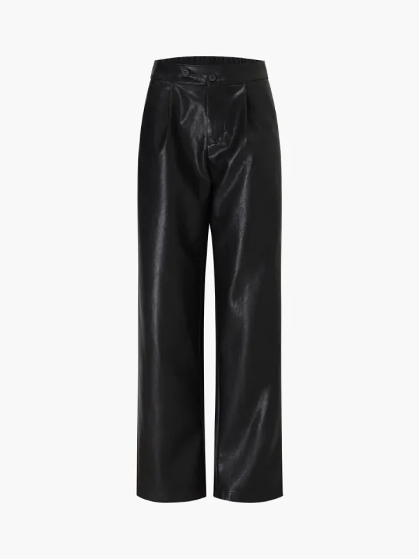 High Waist Straight Leg Leather Pants sold by COMMENSE
