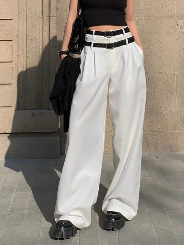 Double Waistband Pleat Wide Leg Pants sold by COMMENSE