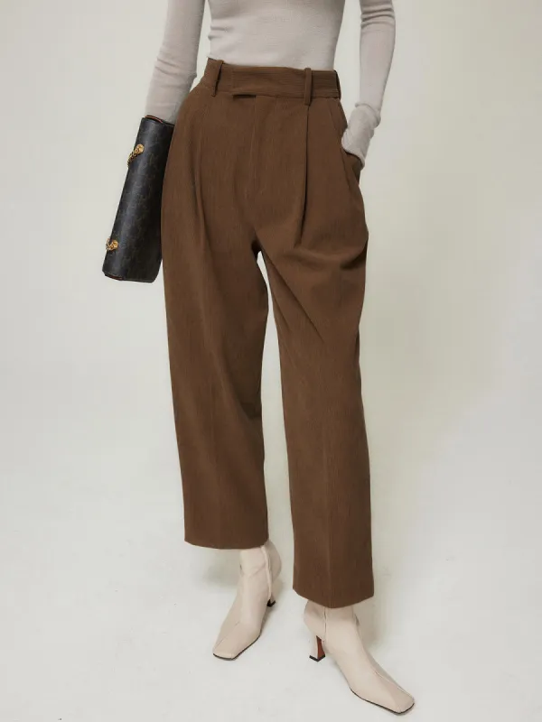 Caramel Smart Cropped Straight Leg Pants made by COMMENSE