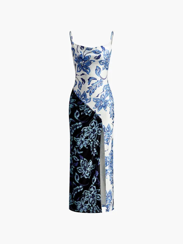 Floral Embroiled Slit Cami Dress sold by COMMENSE