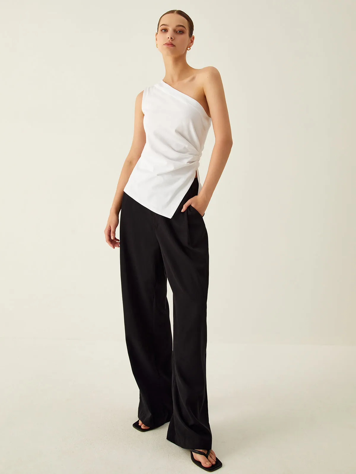 Asymmetrical Neck Split Tank Top sold by COMMENSE product image thumbnail 2