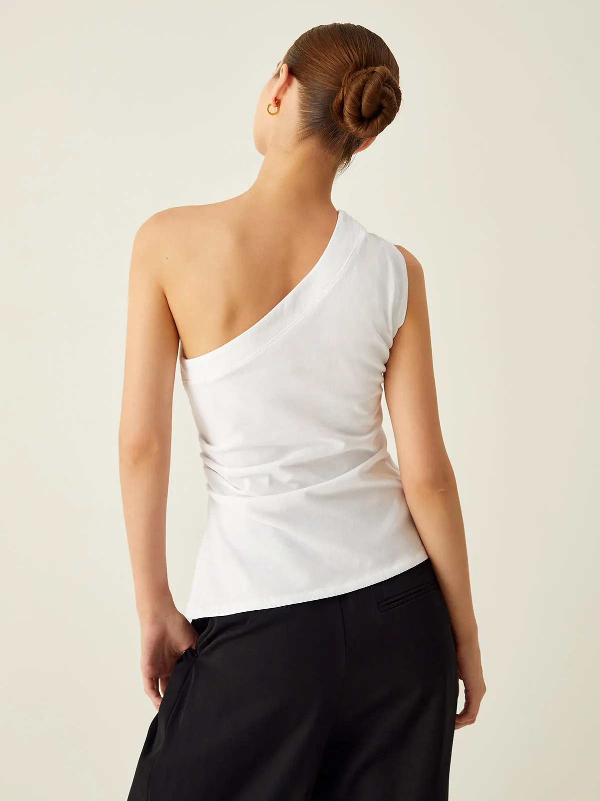 Asymmetrical Neck Split Tank Top sold by COMMENSE product image thumbnail 4