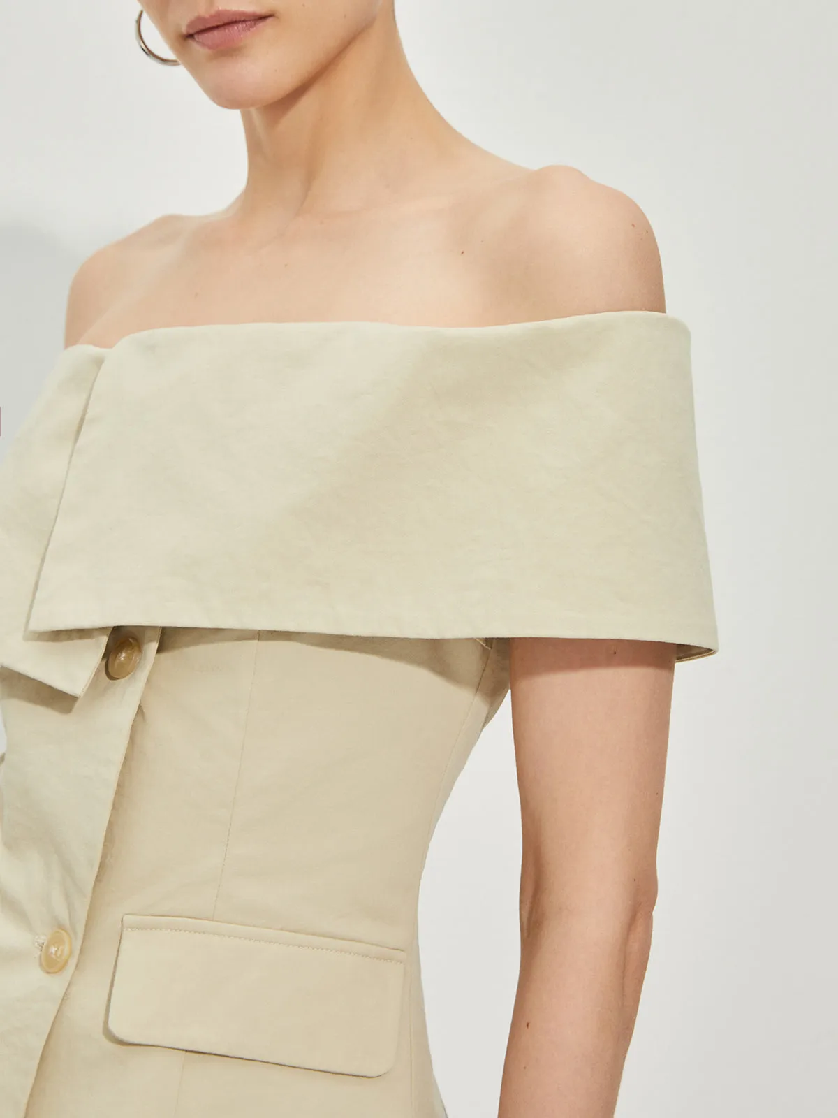 Slim Off-Shoulder Patchwork Blazer sold by COMMENSE product image thumbnail 3