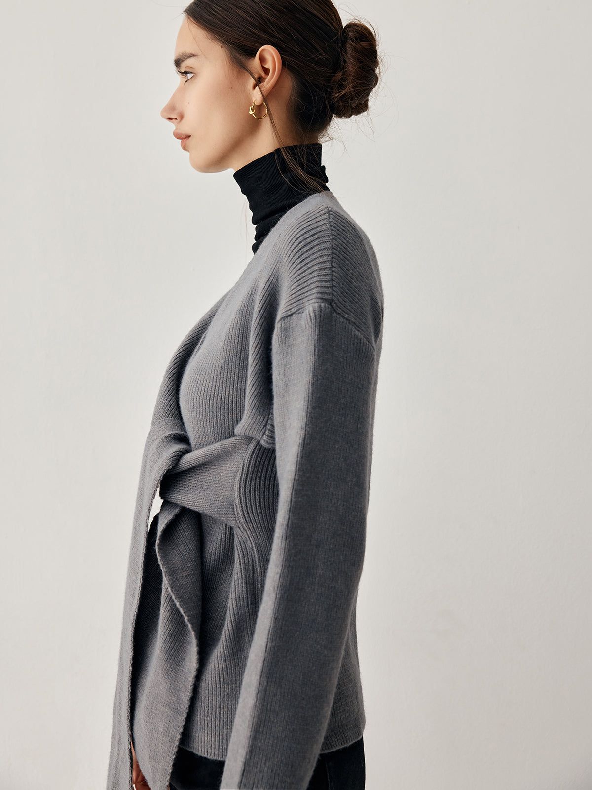 Tie Front Wrap Sweater sold by COMMENSE product image thumbnail 3