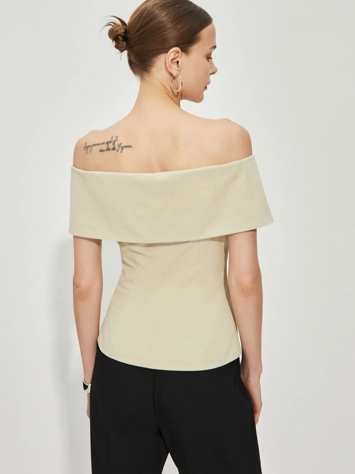 Slim Off-Shoulder Patchwork Blazer sold by COMMENSE product image thumbnail 4