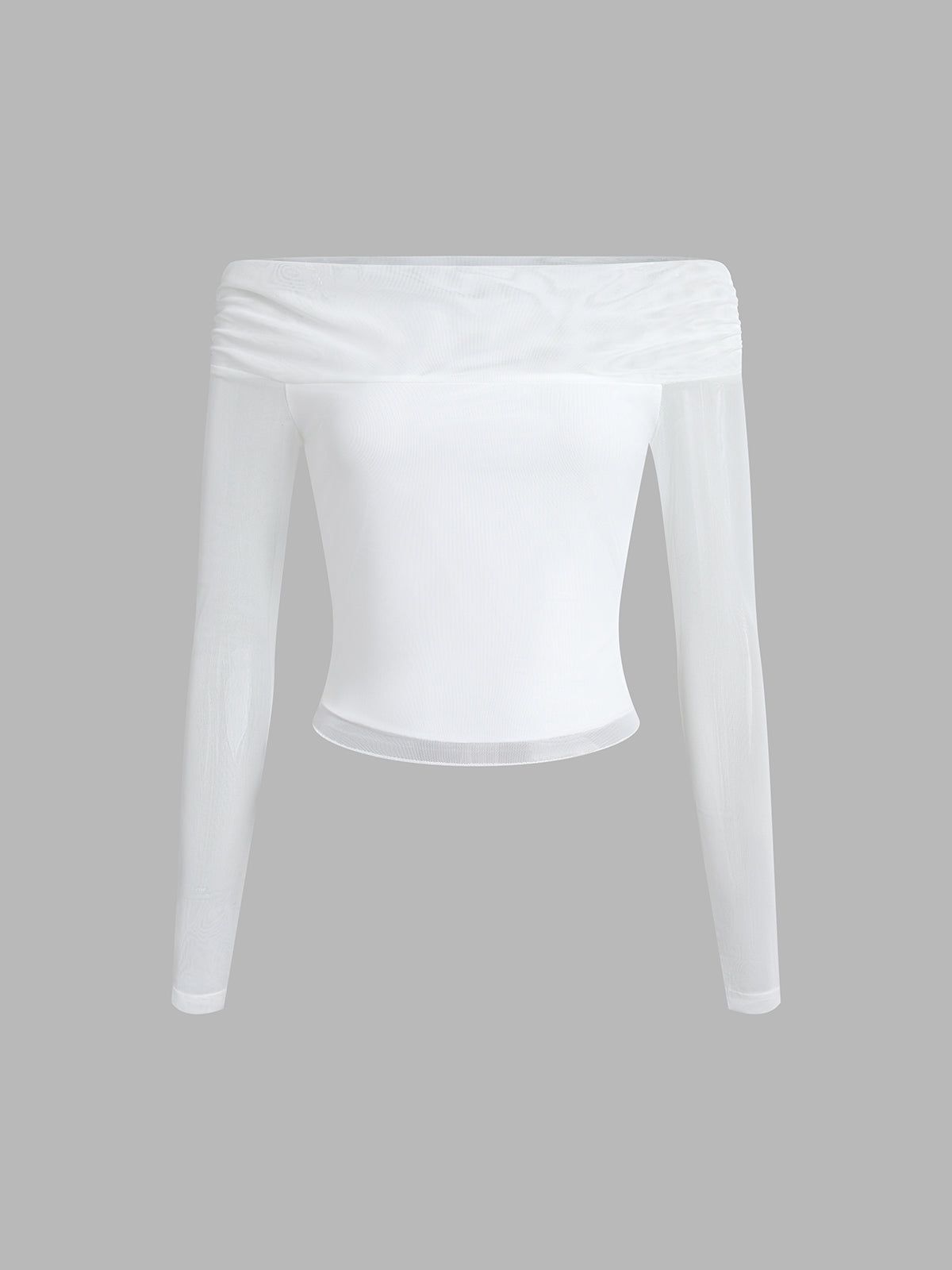 Snowflake Off Shoulder Mesh Long Sleeve Shirt sold by COMMENSE