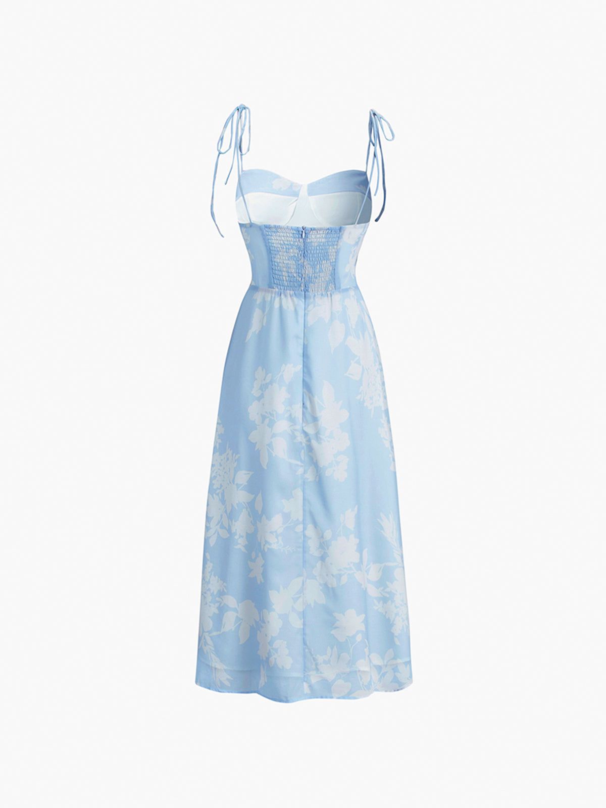 Cup Detail Zippered Floral Midi Sundress sold by COMMENSE product image thumbnail 2