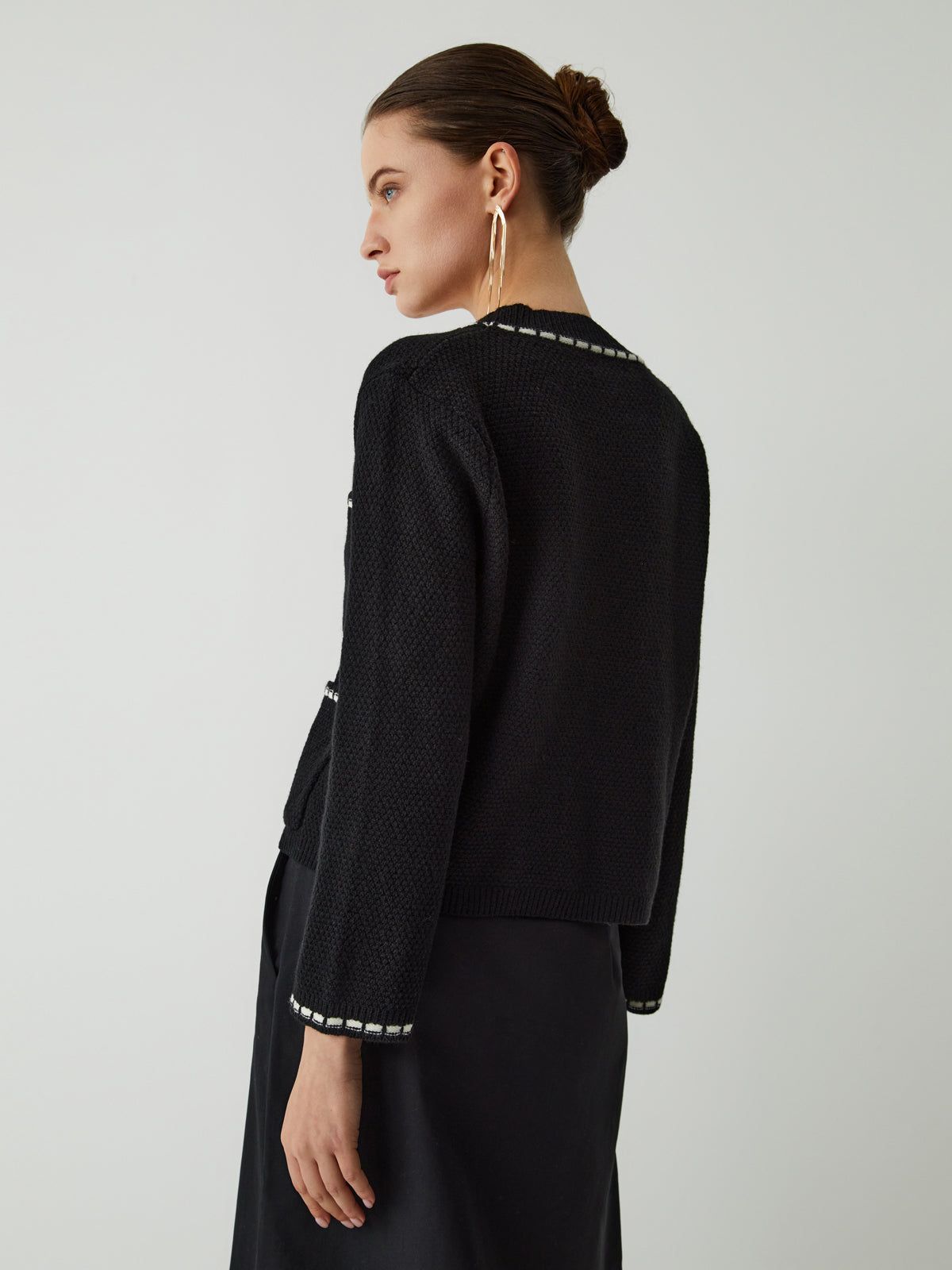 Contrast Trim Pockets Cardigan sold by COMMENSE product image thumbnail 4