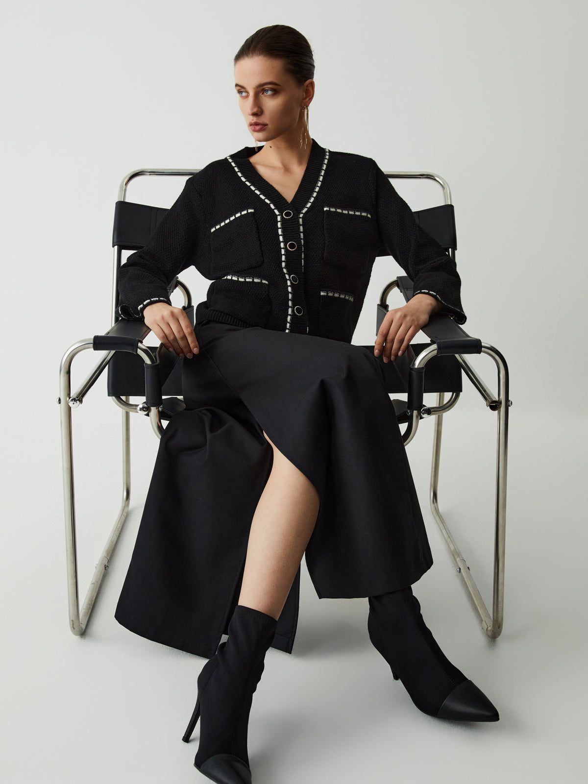 Contrast Trim Pockets Cardigan sold by COMMENSE product image thumbnail 5