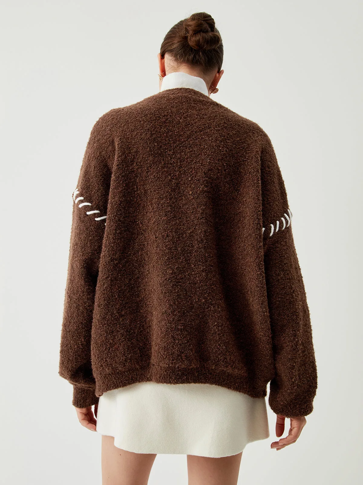 Oversized Contrast Trim Botton Down Cardigan sold by COMMENSE product image thumbnail 4