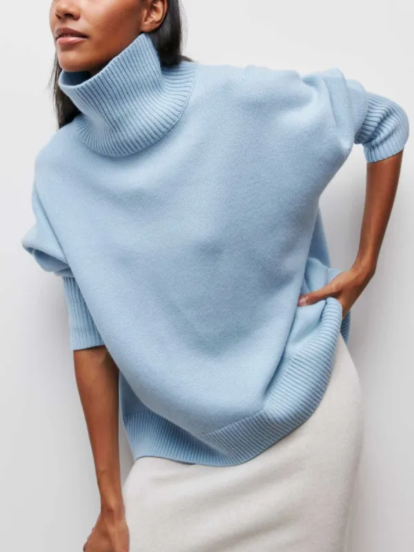 Cloudless Sky Turtleneck Oversized Sweater sold by COMMENSE