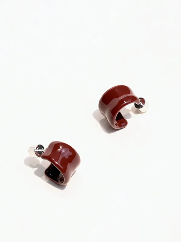 Textured Enamel C-Shaped Earrings sold by COMMENSE