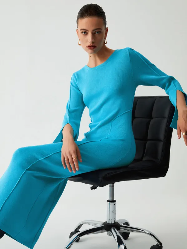 Coastal Allure Long Sleeve Long Sweater Dress made by COMMENSE