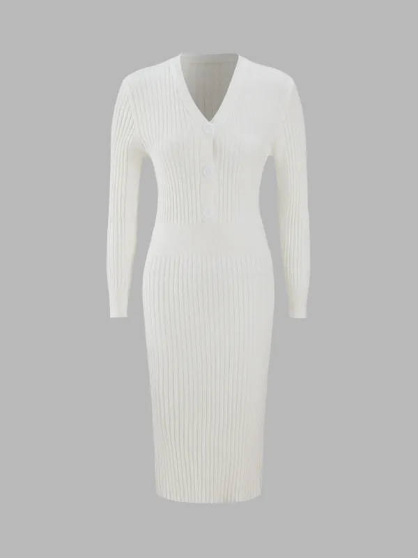 Rudimental Button Sweater Dress made by COMMENSE