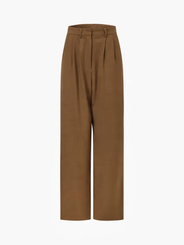 Caramel Pleat Wide Leg Culotte Pants sold by COMMENSE