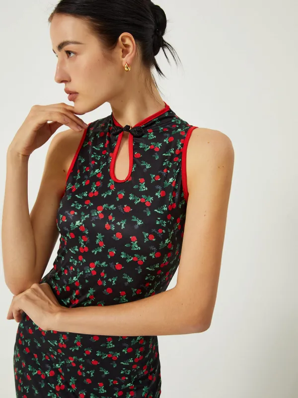 Sleeveless Printed Cheongsam Dress sold by COMMENSE