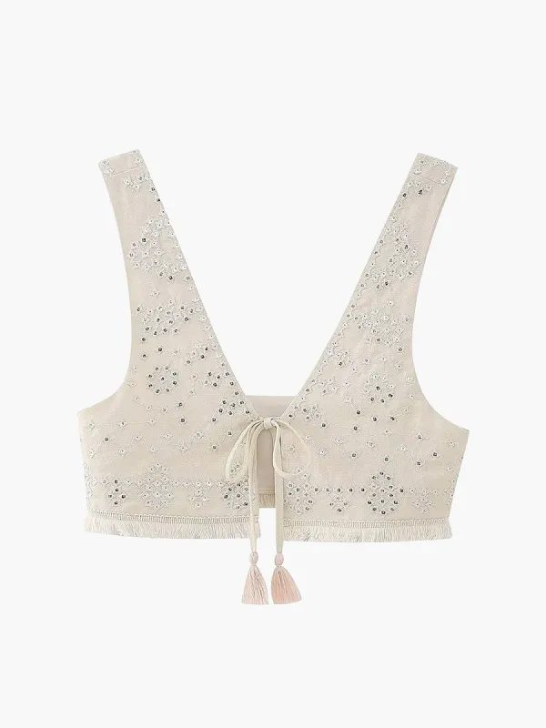 Cowgirl Aesthetics Eyelet Fly Away Crop Top made by COMMENSE