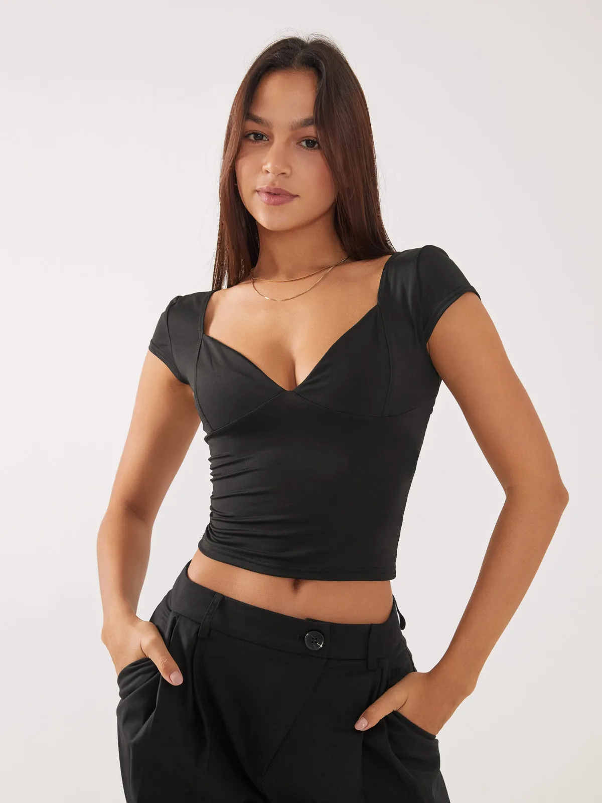 Everyday Cap Sleeve Crop Shirt sold by COMMENSE product image thumbnail 2