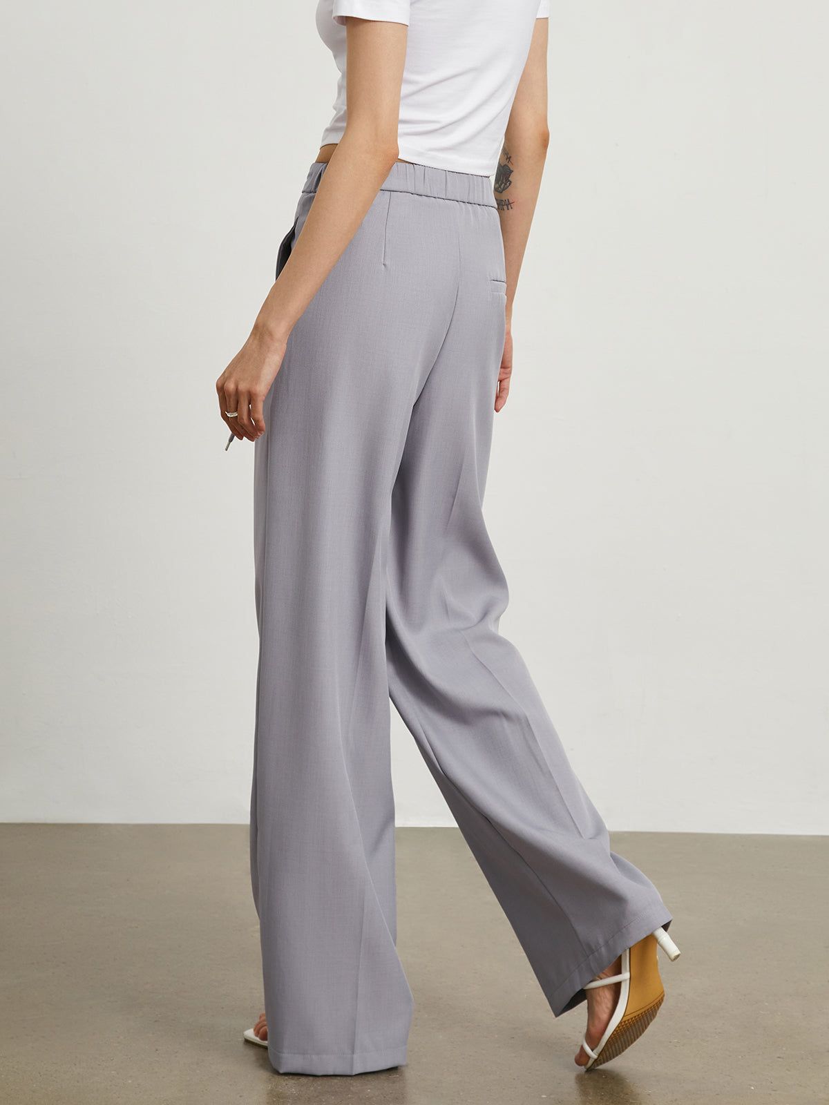 Drawstring Smart Wide Leg Pants sold by COMMENSE product image thumbnail 4