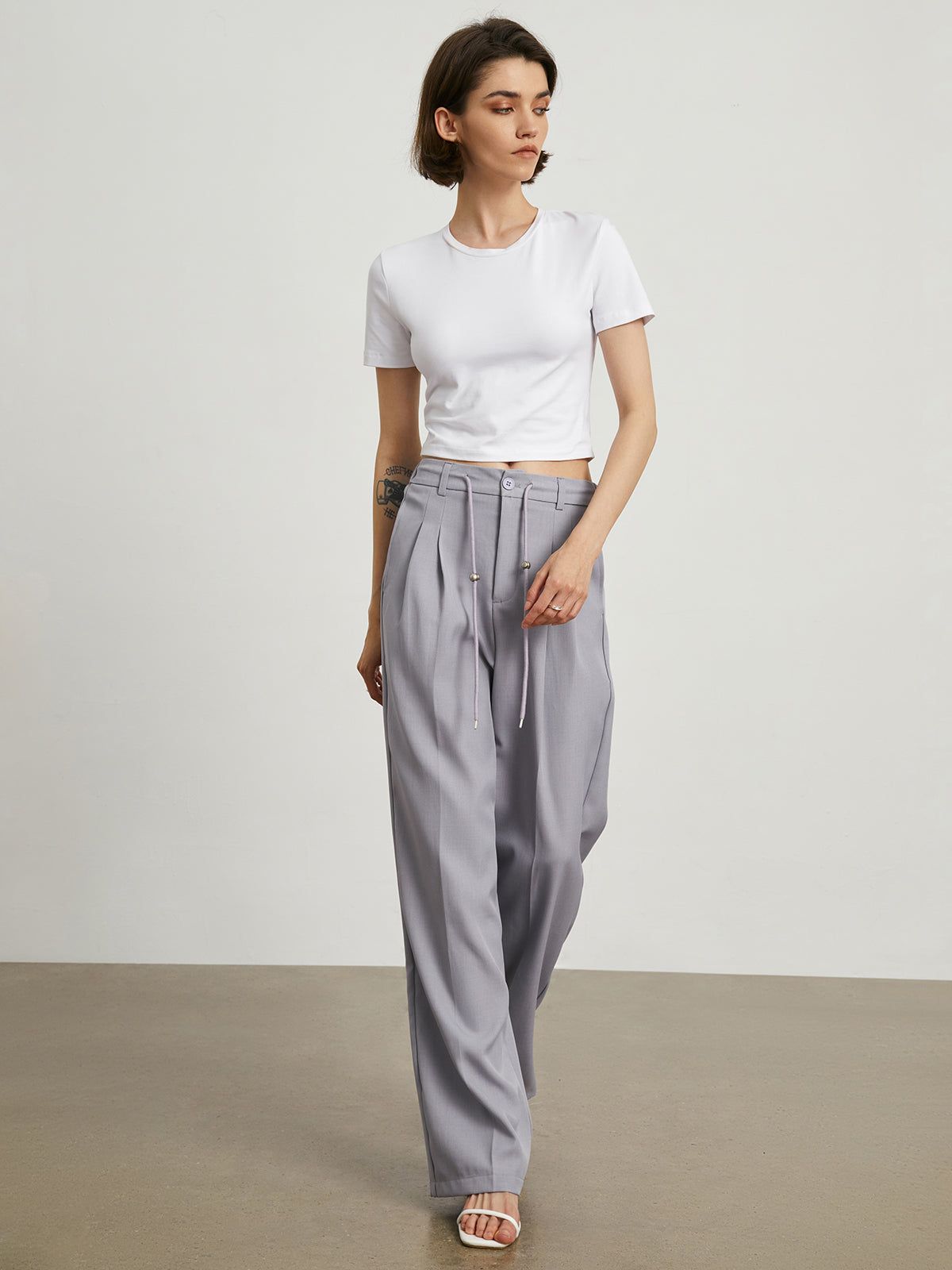 Drawstring Smart Wide Leg Pants sold by COMMENSE product image thumbnail 5